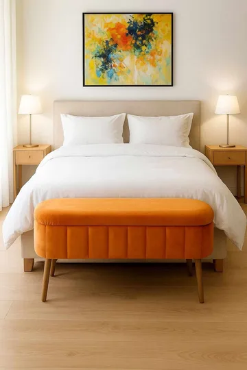 Puf med opbevaring Atelier Del Sofa Oslo Babyface (90 x 46 x 35 cm) Orange - Møbler - Stole & lænestole - Taburet & skammel - Ottoman - Ottoman & siddepuf med opbevaring