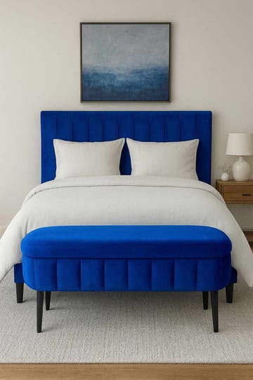 Puf med opbevaring Atelier Del Sofa Oslo Babyface (90 x 46 x 35 cm) Sax Blue - Møbler - Stole & lænestole - Taburet & skammel - Ottoman - Ottoman & siddepuf med opbevaring