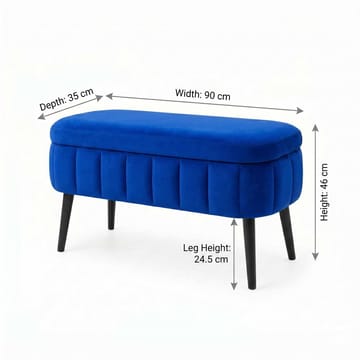 Puf med opbevaring Atelier Del Sofa Oslo Babyface (90 x 46 x 35 cm) Sax Blue - Møbler - Stole & lænestole - Taburet & skammel - Ottoman - Ottoman & siddepuf med opbevaring