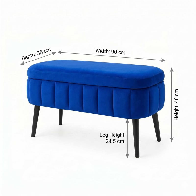 Puf med opbevaring Atelier Del Sofa Oslo Babyface (90 x 46 x 35 cm) Sax Blue - Møbler - Stole & lænestole - Taburet & skammel - Ottoman