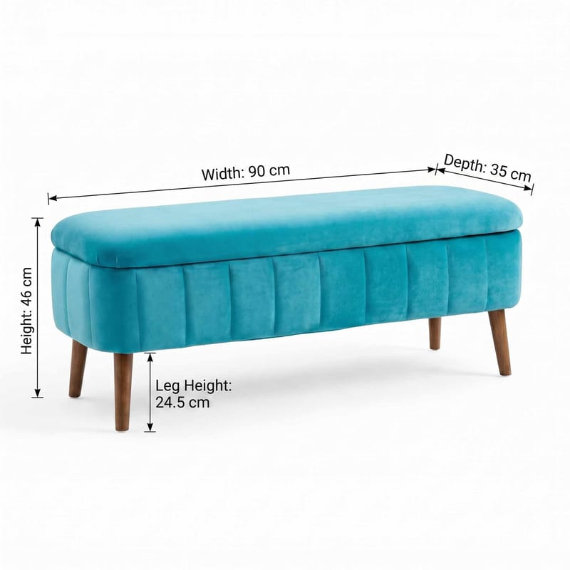 Puf med opbevaring Atelier Del Sofa Oslo Babyface (90 x 46 x 35 cm) Turkis - Møbler - Stole & lænestole - Taburet & skammel - Ottoman