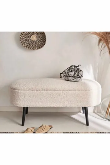 Puf med opbevaring Atelier Del Sofa Oslo Wellsoft (90 x 46 x 35 cm) Hvid Sort - Møbler - Stole & lænestole - Taburet & skammel - Ottoman - Ottoman & siddepuf med opbevaring