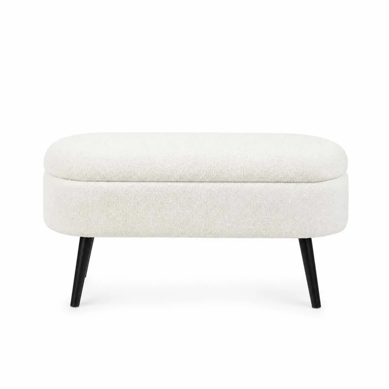 Puf med opbevaring Atelier Del Sofa Oslo Wellsoft (90 x 46 x 35 cm) Hvid Sort, undefined
