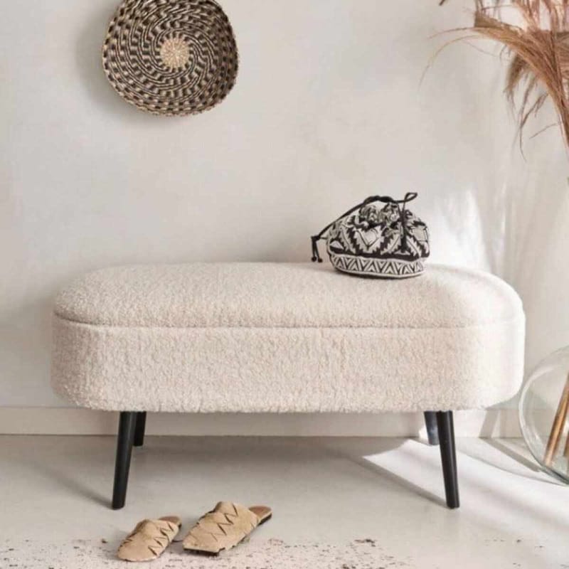 Puf med opbevaring Atelier Del Sofa Oslo Wellsoft (90 x 46 x 35 cm) Hvid Sort - Møbler - Stole & lænestole - Taburet & skammel - Ottoman
