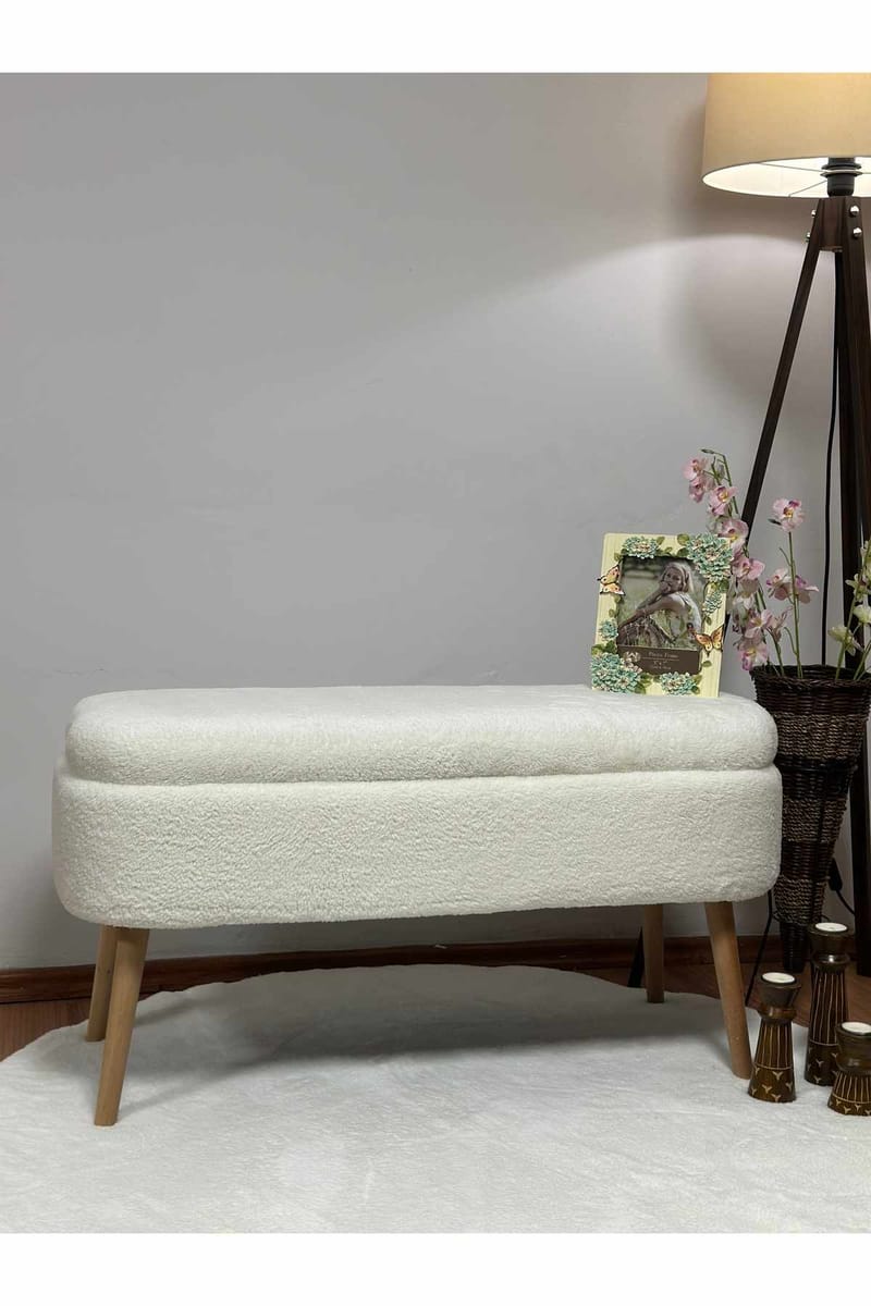 Puf med opbevaring Atelier Del Sofa Oslo Wellsoft (90 x 46 x 35 cm) Hvid - Møbler - Stole & lænestole - Taburet & skammel - Ottoman