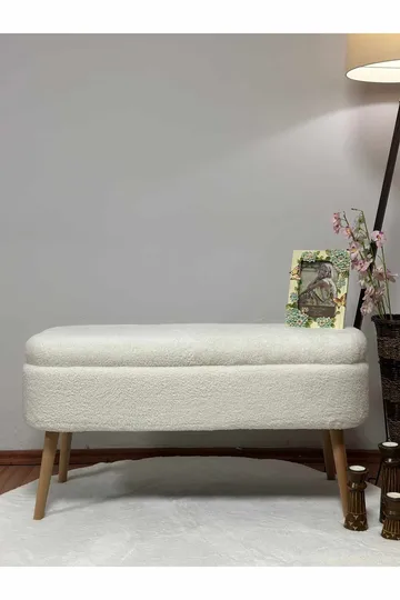 Puf med opbevaring Atelier Del Sofa Oslo Wellsoft (90 x 46 x 35 cm) Hvid - Møbler - Stole & lænestole - Taburet & skammel - Ottoman - Ottoman & siddepuf med opbevaring