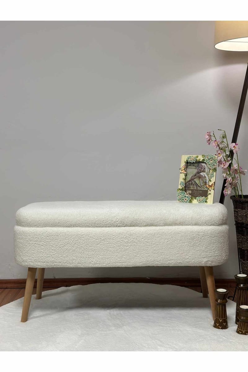 Puf med opbevaring Atelier Del Sofa Oslo Wellsoft (90 x 46 x 35 cm) Hvid - Møbler - Stole & lænestole - Taburet & skammel - Ottoman