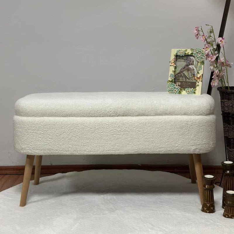 Puf med opbevaring Atelier Del Sofa Oslo Wellsoft (90 x 46 x 35 cm) Hvid - Møbler - Stole & lænestole - Taburet & skammel - Ottoman