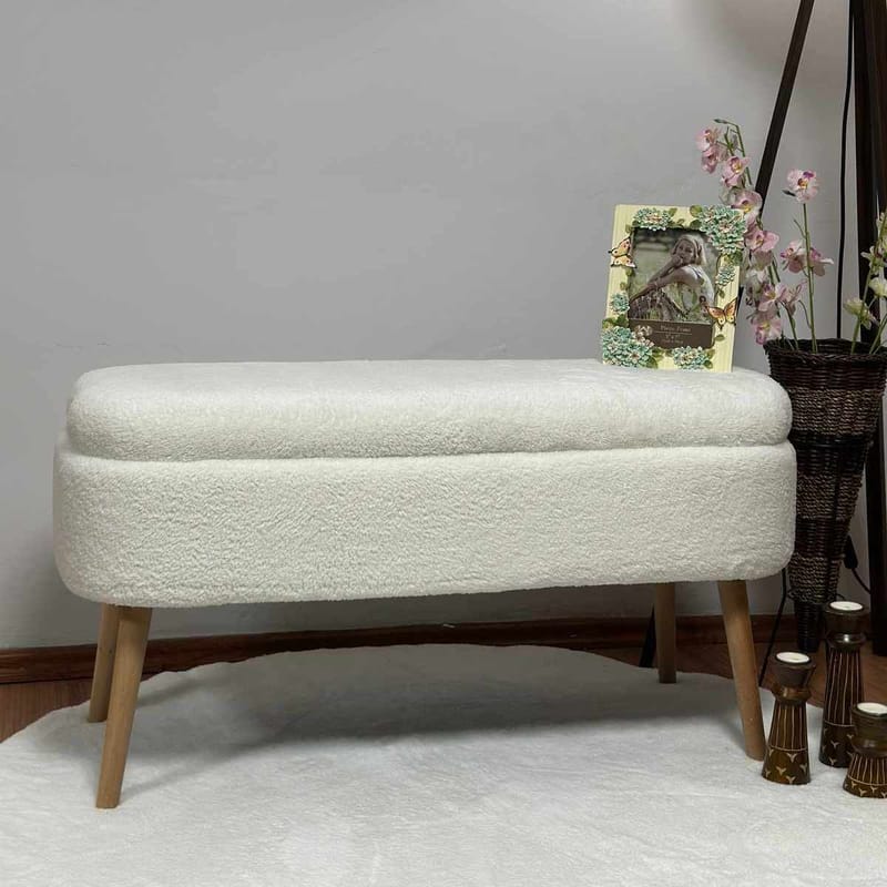 Puf med opbevaring Atelier Del Sofa Oslo Wellsoft (90 x 46 x 35 cm) Hvid - Møbler - Stole & lænestole - Taburet & skammel - Ottoman