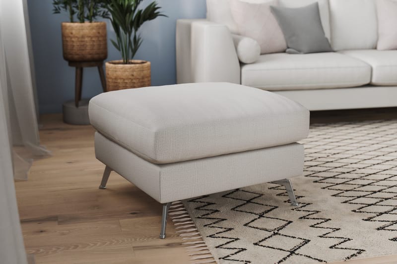 Ocean Lyx Puf - Beige Linned, Forkromede Ben - Møbler - Stole & lænestole - Taburet & skammel - Puf