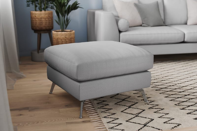 Ocean Lyx Puf - Grå Linned, Forkromede Ben - Møbler - Stole & lænestole - Taburet & skammel - Puf