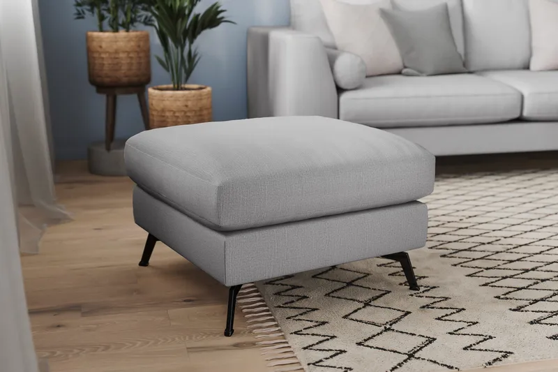 Ocean Lyx Puf - Grå Linned, Sorte Ben - Møbler - Stole & lænestole - Taburet & skammel - Puf