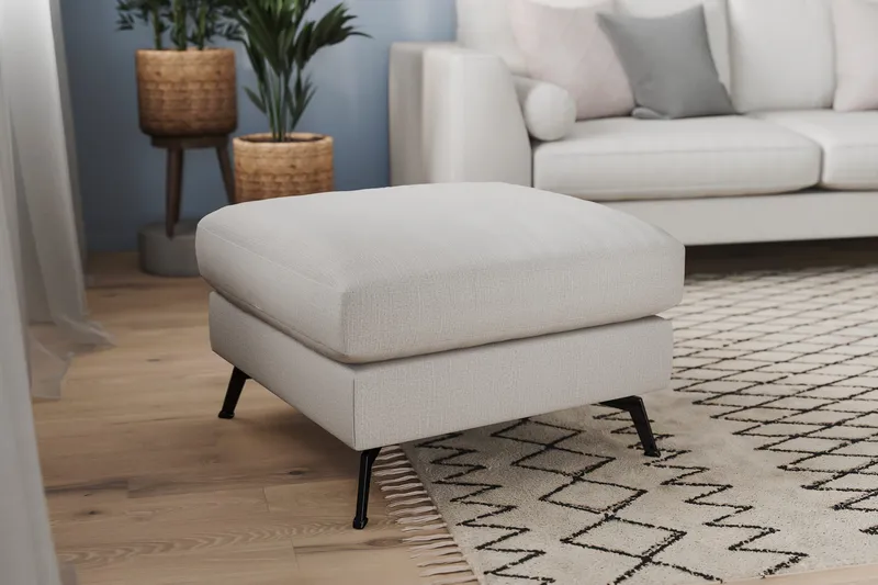 Ocean Lyx Puf - Beige Linned, Sorte Ben - Møbler - Stole & lænestole - Taburet & skammel - Puf