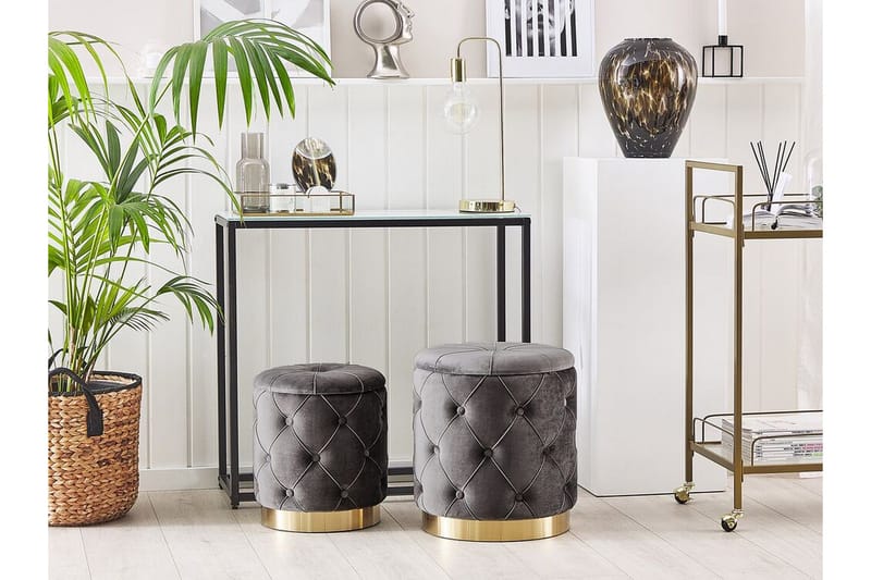 Olingskog Fodskammel med Opbevaring 2-pak - Grå - Møbler - Stole & lænestole - Taburet & skammel - Puf - Puf med opbevaring