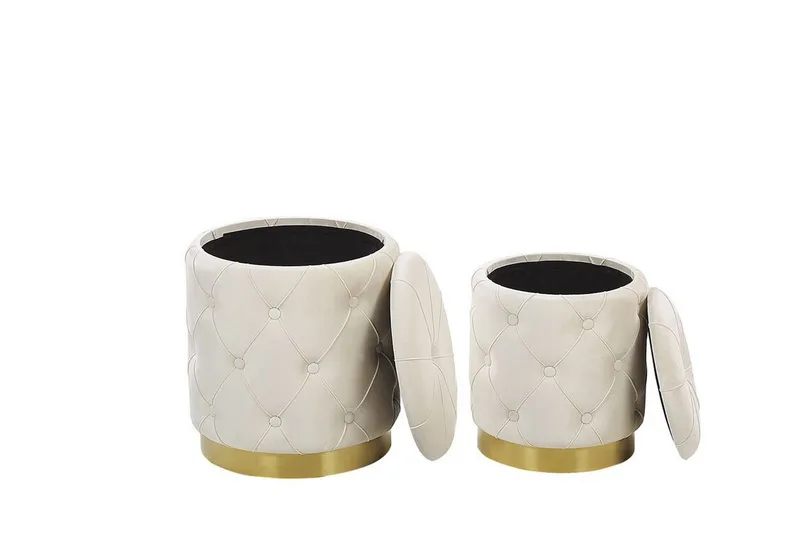 Olingskog Fodskammel med Opbevaring 2-pak - Hvid - Møbler - Stole & lænestole - Taburet & skammel - Puf - Puf med opbevaring