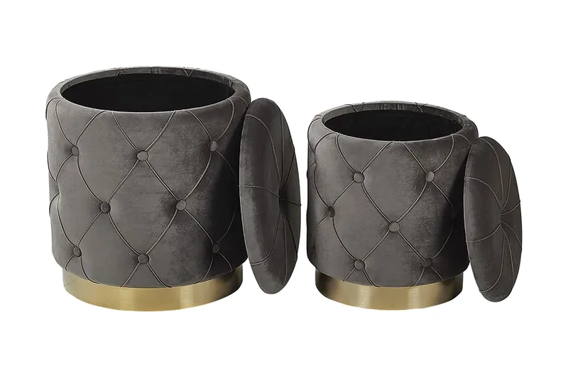 Olingskog Fodskammel med Opbevaring 2-pak - Grå - Møbler - Stole & lænestole - Taburet & skammel - Puf - Puf med opbevaring