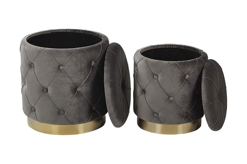 Olingskog Fodskammel med Opbevaring 2-pak - Grå - Møbler - Stole & lænestole - Taburet & skammel - Puf - Puf med opbevaring