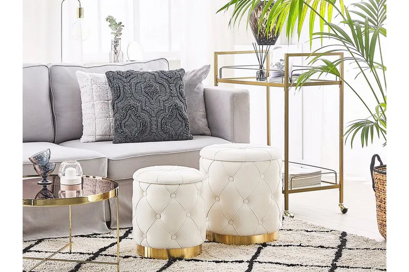 Olingskog Fodskammel med Opbevaring 2-pak - Hvid - Møbler - Stole & lænestole - Taburet & skammel - Puf - Puf med opbevaring