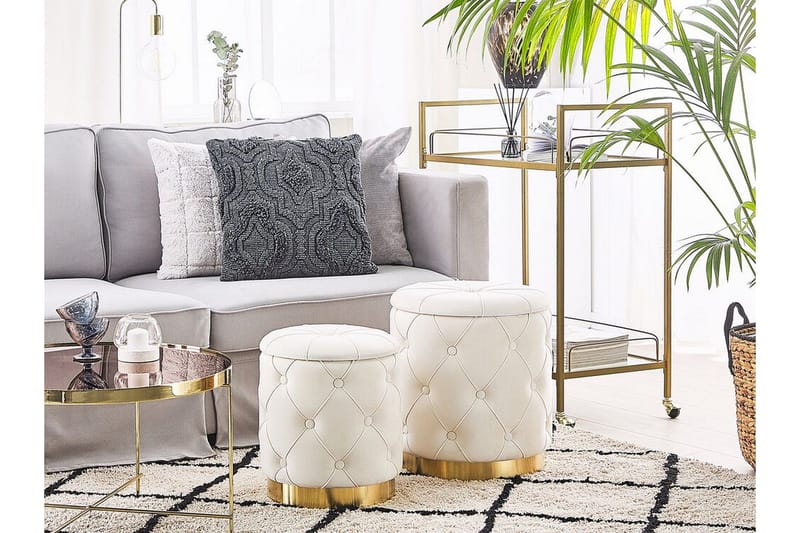 Olingskog Fodskammel med Opbevaring 2-pak - Hvid - Møbler - Stole & lænestole - Taburet & skammel - Puf - Puf med opbevaring