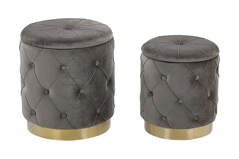 Olingskog Fodskammel med Opbevaring 2-pak, Grå