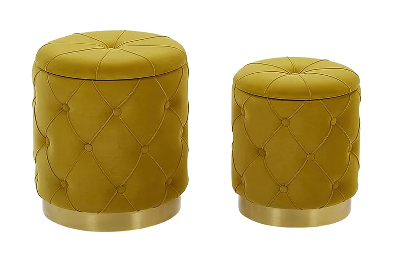 Olingskog Fodskammel med Opbevaring 2-pak, Gul