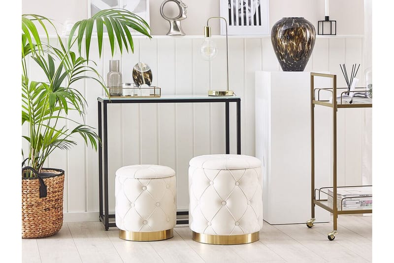 Olingskog Fodskammel med Opbevaring 2-pak - Hvid - Møbler - Stole & lænestole - Taburet & skammel - Puf - Puf med opbevaring