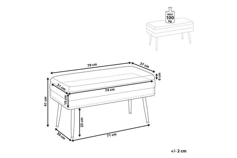 Opbevaringsbænk Durham Grøn/guld - Grøn/guld - Møbler - Stole & lænestole - Taburet & skammel - Puf - Opredelig puf