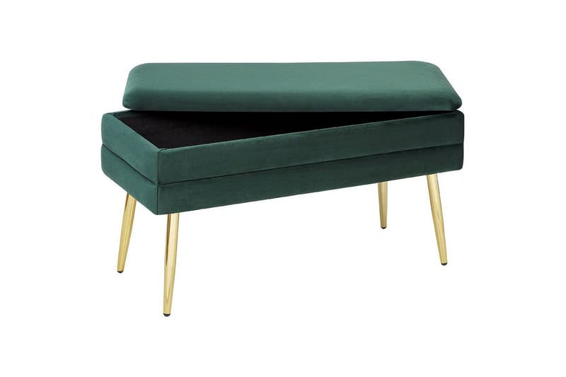 Opbevaringsbænk Durham Grøn/guld - Grøn/guld - Møbler - Stole & lænestole - Taburet & skammel - Puf - Opredelig puf