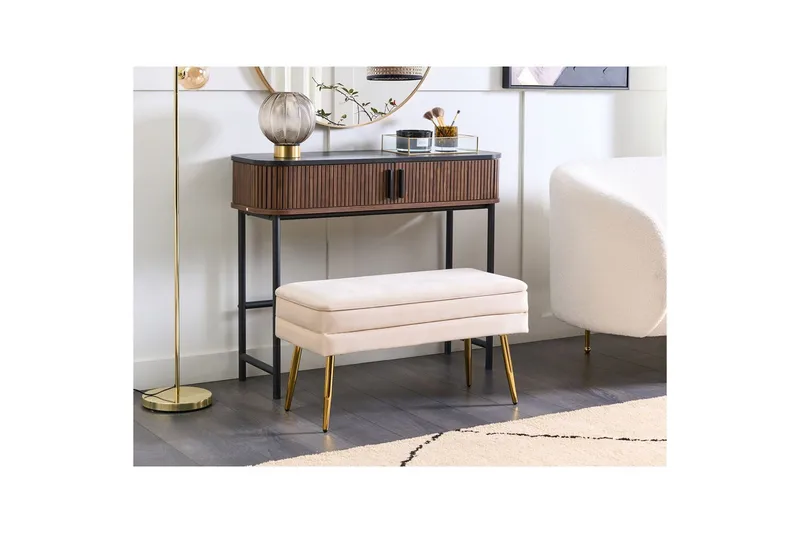 Opbevaringsbænk Durham Hvid/guld - Hvid/guld - Møbler - Stole & lænestole - Taburet & skammel - Puf - Opredelig puf