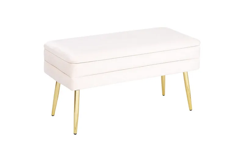 Opbevaringsbænk Durham Hvid/guld, Hvid/guld