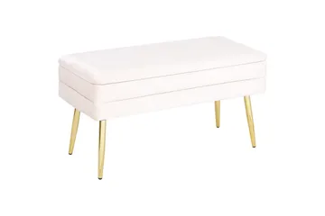 Opbevaringsbænk Durham Hvid/guld