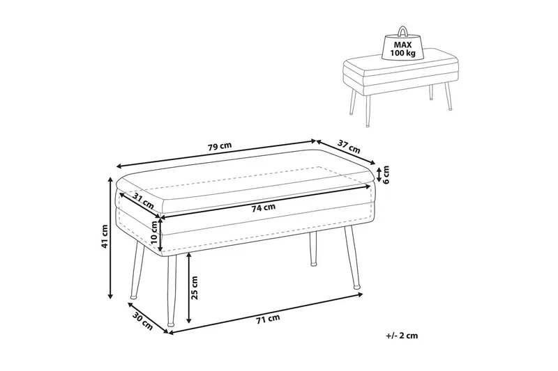 Opbevaringsbænk Durham Rosa - Rosa - Møbler - Stole & lænestole - Taburet & skammel - Puf - Opredelig puf