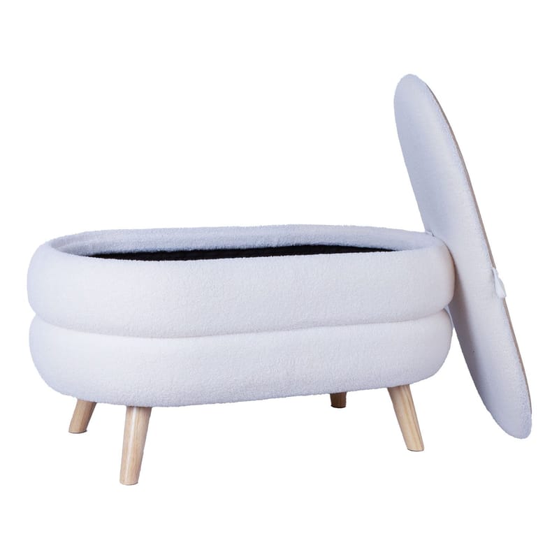 Puf/bord HOME4YOU Hana 87x48,5x46 cm hvid, med opbevaring - Hvid - Møbler - Stole & lænestole - Taburet & skammel - Puf - Puf med opbevaring