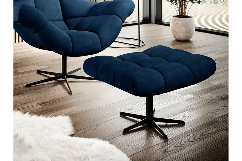 Rathkeale Fotpall 46 cm Dark Blue/Black - Møbler - Stole & lænestole - Taburet & skammel - Puf