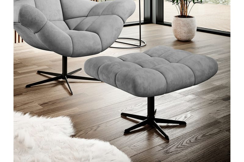 Rathkeale Fotpall 46 cm Grey/Black - Møbler - Stole & lænestole - Taburet & skammel - Puf