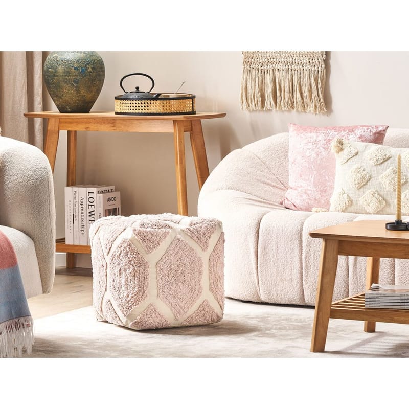 Puf Rojhan - Beige, Rosa - Møbler - Stole & lænestole - Taburet & skammel - Ottoman
