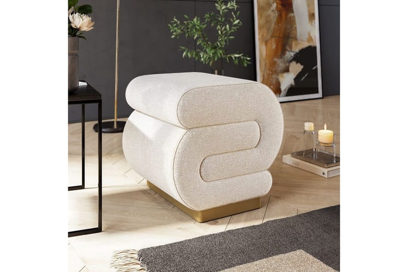 Puf Sanina Creme - Cremevhid - Møbler - Stole & lænestole - Taburet & skammel - Ottoman