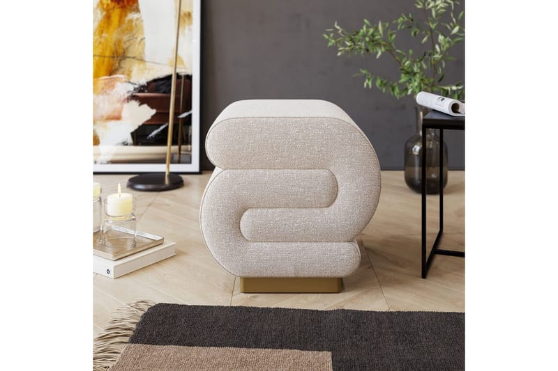Puf Sanina Creme - Cremevhid - Møbler - Stole & lænestole - Taburet & skammel - Ottoman