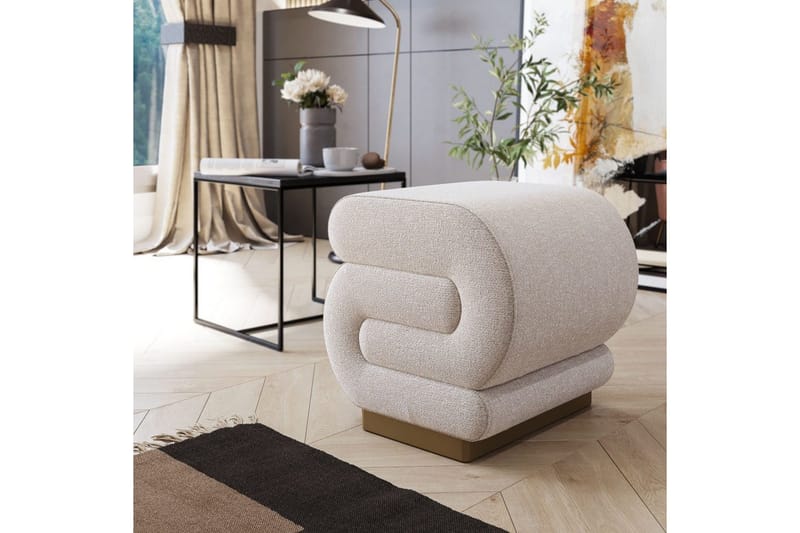Puf Sanina Creme - Cremevhid - Møbler - Stole & lænestole - Taburet & skammel - Ottoman
