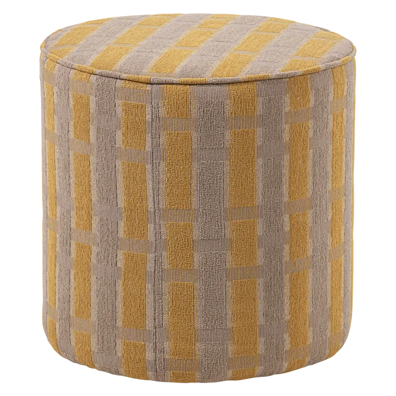 Puf Sarli 46 cm rundt, Taupe/Gul