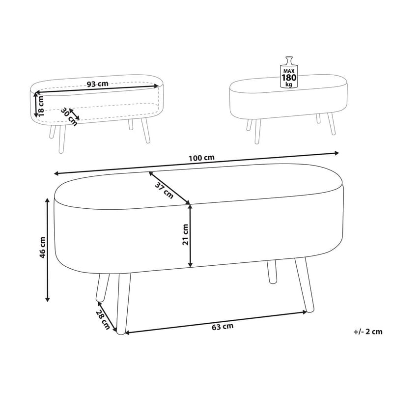 Sengebænk Oklahoma - Hvid, lyst træ - Boligtilbehør - Håndtag og beslag - Beslag - Møbelben