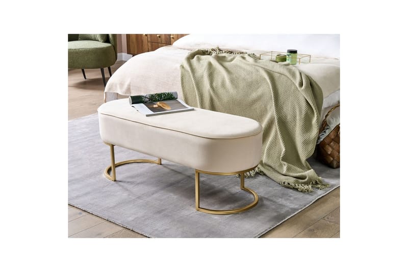 Siddebænk Milry Cremehvid/guld - Cremehvid/guld - Møbler - Stole & lænestole - Taburet & skammel - Puf - Opredelig puf