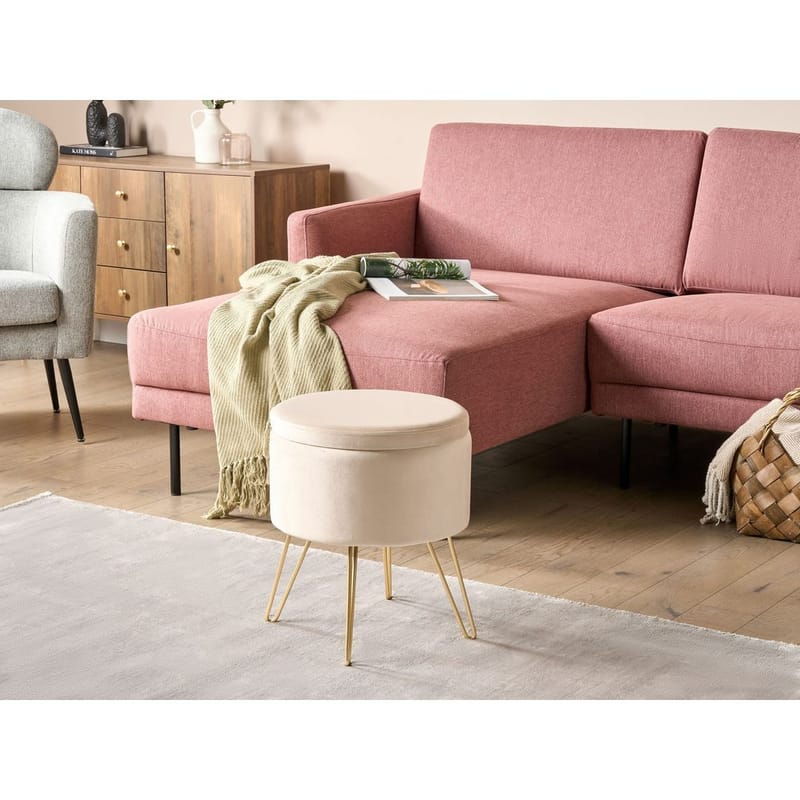 Puf Silas - Beige, guld - Møbler - Stole & lænestole - Taburet & skammel - Ottoman