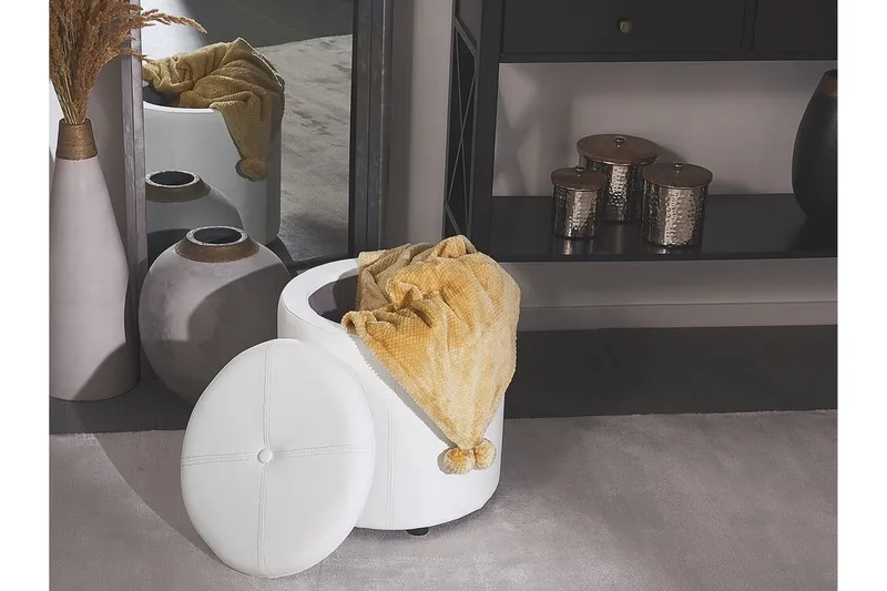 Syosset Fodskammel med Opbevaring - Hvid - Møbler - Stole & lænestole - Taburet & skammel - Puf