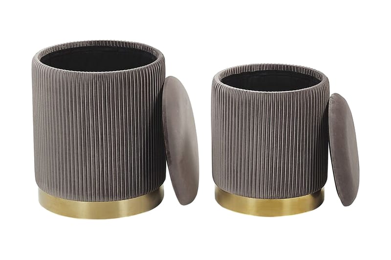 Trumelet Fodskammel med Opbevaring 2-pak - Grå - Møbler - Stole & lænestole - Taburet & skammel - Puf