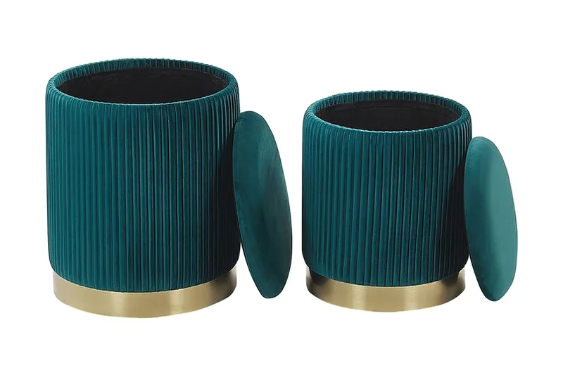 Trumelet Fodskammel med Opbevaring 2-pak - Blå - Møbler - Stole & lænestole - Taburet & skammel - Puf - Puf med opbevaring