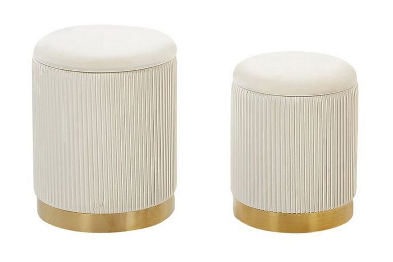 Trumelet Fodskammel med Opbevaring 2-pak, Hvid