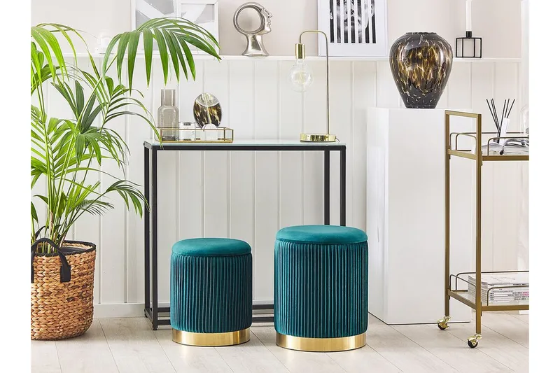 Trumelet Fodskammel med Opbevaring 2-pak - Blå - Møbler - Stole & lænestole - Taburet & skammel - Puf - Puf med opbevaring