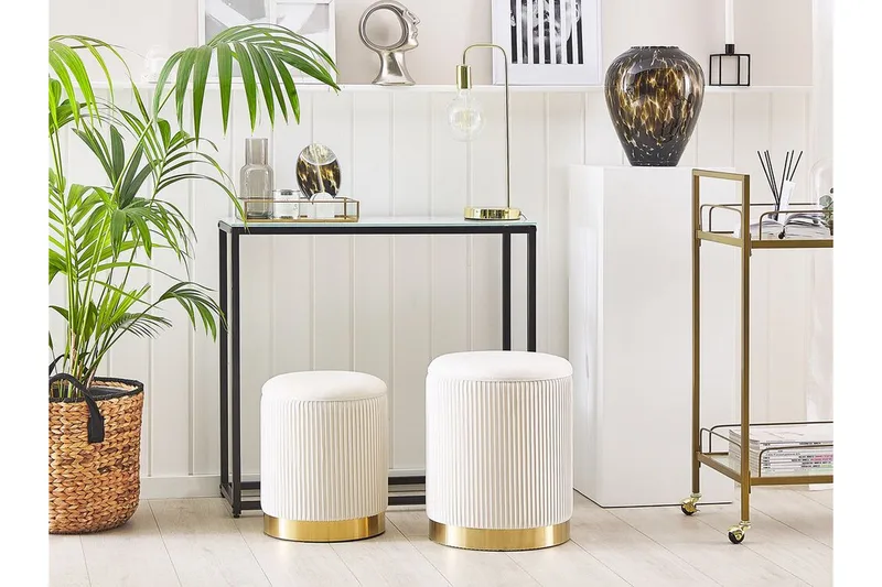 Trumelet Fodskammel med Opbevaring 2-pak - Hvid - Møbler - Stole & lænestole - Taburet & skammel - Puf - Puf med opbevaring