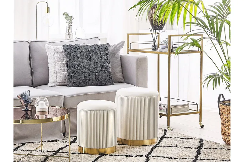 Trumelet Fodskammel med Opbevaring 2-pak - Hvid - Møbler - Stole & lænestole - Taburet & skammel - Puf - Puf med opbevaring